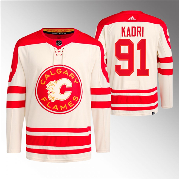 Calgary Flames #91 Nazem Kadri 2023 Cream Classic Primegreen Stitched Jersey