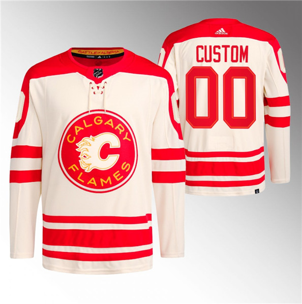 Calgary Flames Custom 2023 Cream Classic Primegreen Stitched Jersey