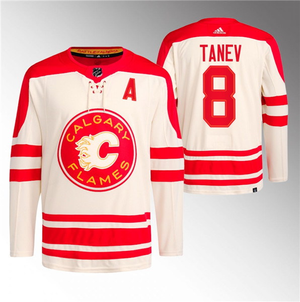 Calgary Flames #8 Chris Tanev 2023 Cream Classic Primegreen Stitched Jersey