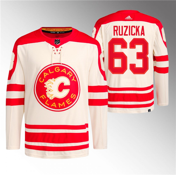 Calgary Flames #63 Adam Ruzicka 2023 Cream Classic Primegreen Stitched Jersey