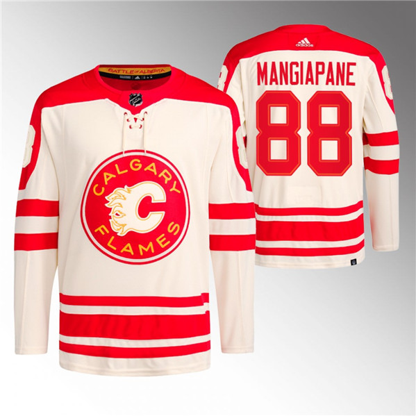 Calgary Flames #88 Andrew Mangiapane 2023 Cream Classic Primegreen Stitched Jersey