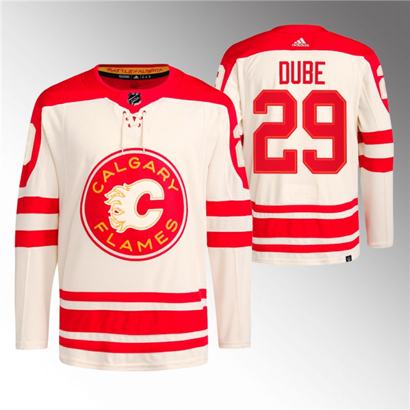 Calgary Flames #29 Dillon Dube 2023 Cream Classic Primegreen Stitched Jersey