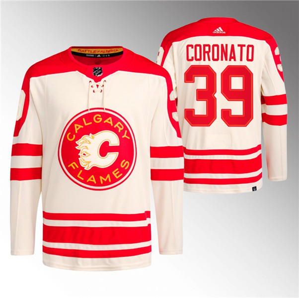 Calgary Flames #39 Matt Coronato 2023 Cream Classic Primegreen Stitched Jersey