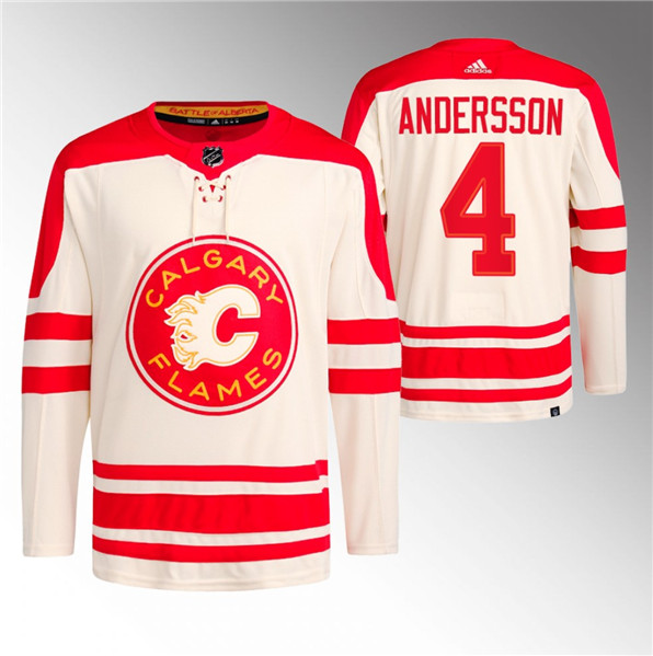 Calgary Flames #4 Rasmus Andersson 2023 Cream Classic Primegreen Stitched Jersey