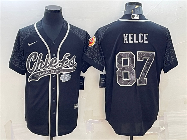 Kansas City Chiefs #87 Travis Kelce Black Reflective With Patch Cool Base Stitched Jersey