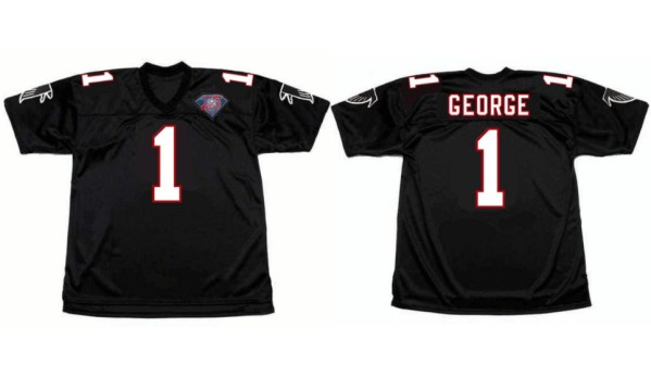 Atlanta Falcons #1 Jeff George Black 1994 Home Throwback Stitched Jersey