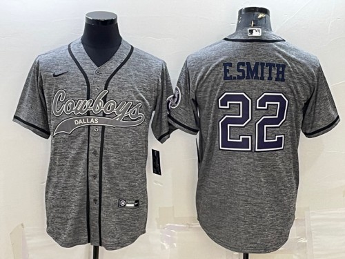 Dallas Cowboys #22 Emmitt Smith Gray With Patch Cool Base Stitched Jersey