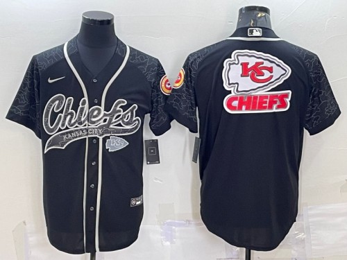 Kansas City Chiefs Black Reflective Team Big Logo With Patch Cool Base Stitched Jersey