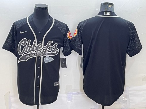 Kansas City Chiefs Blank Black Reflective With Patch Cool Base Stitched Jersey