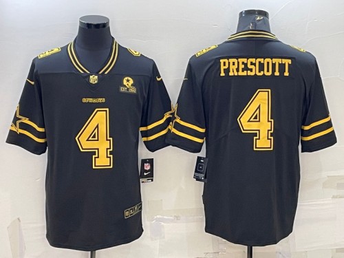 Dallas Cowboys #4 Dak Prescott Black Gold Edition With 1960 Patch Limited Stitched Jersey