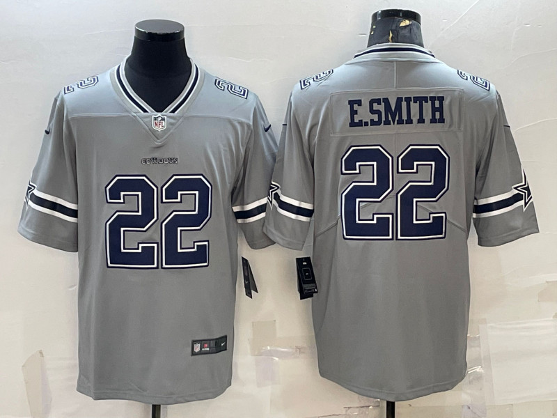 Dallas Cowboys #22 Emmitt Smith Gray Inverted Edition Stitched Jersey