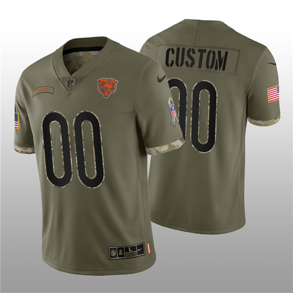 Chicago Bears Custom 2022 Olive Salute To Service Limited Stitched Jersey