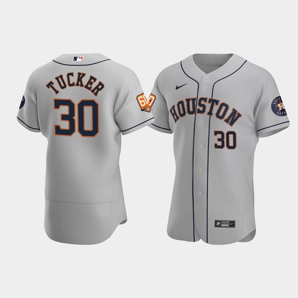 Houston Astros #30 Kyle Tucker Gray 60th Anniversary Flex Base Stitched Jersey