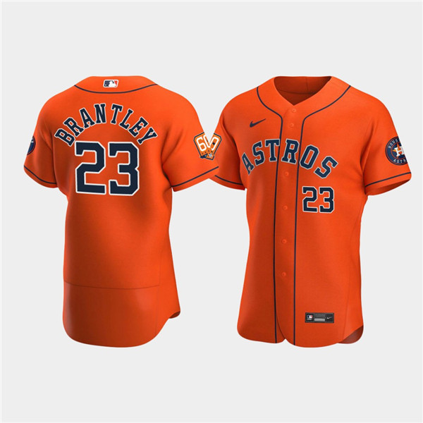 Houston Astros #23 Michael Brantley Orange 60th Anniversary Flex Base Stitched Jersey