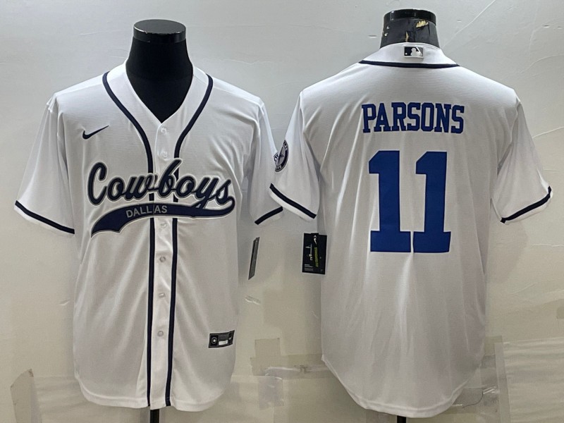 Dallas Cowboys #11 Micah Parsons White With Patch Cool Base Stitched Jersey