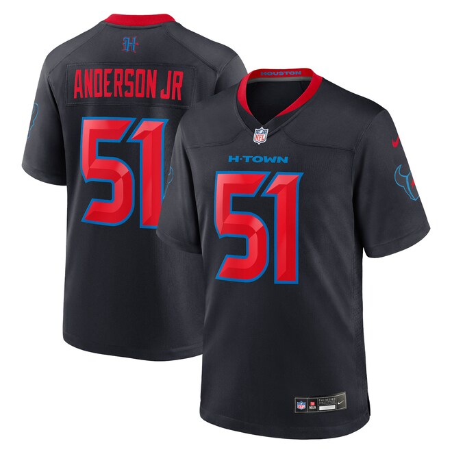 Custom Any name Houston Texans #51 Will Anderson Jr. Navy 2nd Alternate Game Jersey Men Women Youth