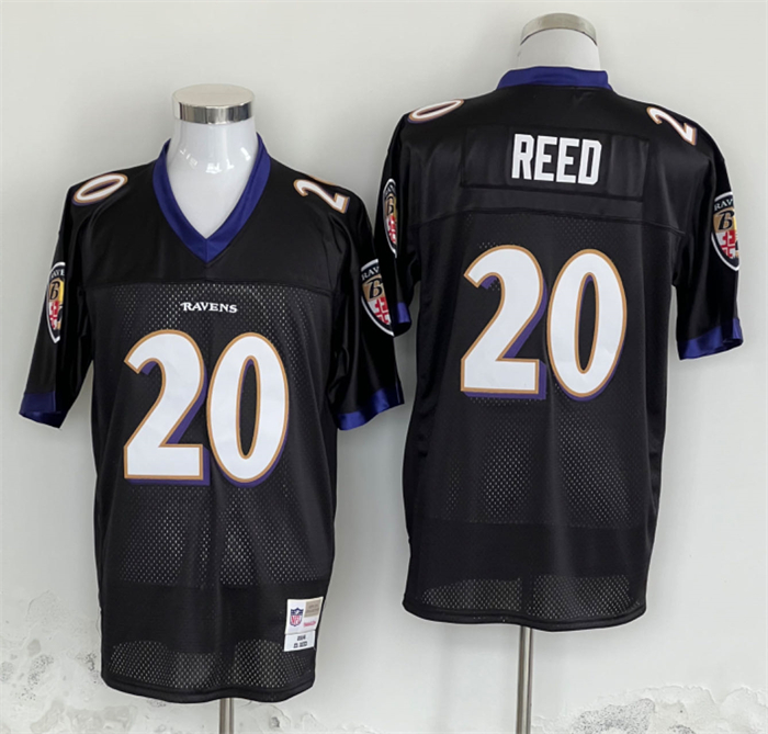 Baltimore Ravens #20 Ed Reed Black Thrrowback Jersey