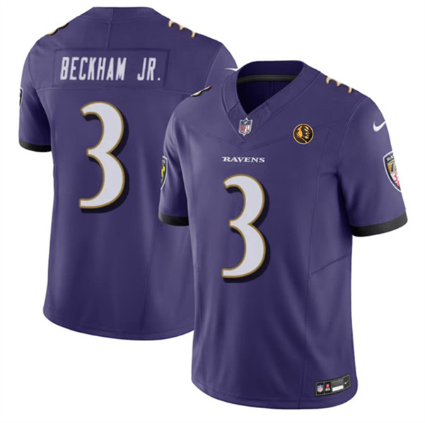 Baltimore Ravens #3 Odell Beckham Jr. Purple 2023 F.U.S.E. With John Madden Patch Vapor Limited Stitched Jersey