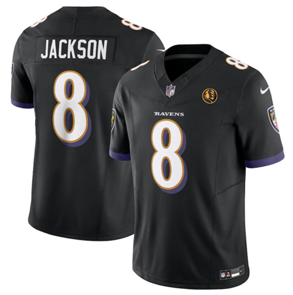 Baltimore Ravens #8 Lamar Jackson Black 2023 F.U.S.E. With John Madden Patch Vapor Limited Stitched Jersey