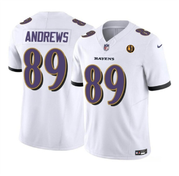 Baltimore Ravens #89 Mark Andrews White 2023 F.U.S.E. With John Madden Patch Vapor Limited Stitched Jersey
