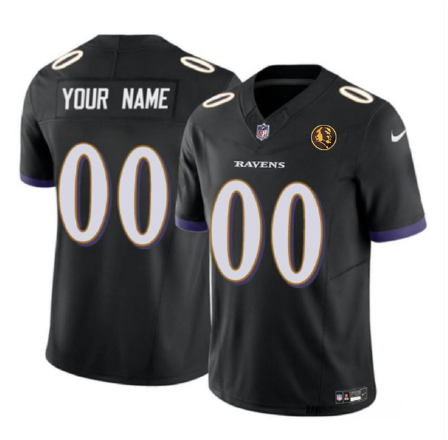 Baltimore Ravens Custom Black 2023 F.U.S.E. With John Madden Patch Vapor Limited Stitched Jersey