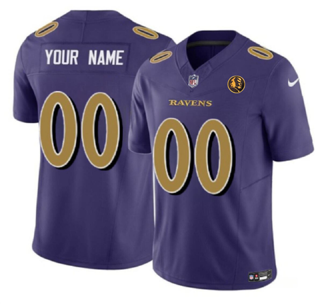 Baltimore Ravens Custom Purple 2023 F.U.S.E. With John Madden Patch Color Rush Limited Stitched Jersey