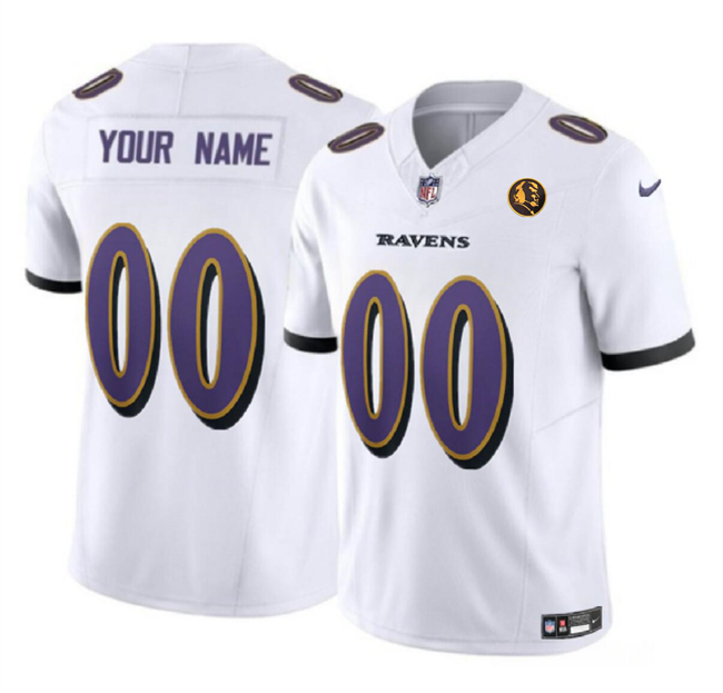 Baltimore Ravens Custom White 2023 F.U.S.E. With John Madden Patch Vapor Limited Jersey