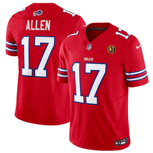 Buffalo Bills #17 Josh Allen Red 2023 F.U.S.E. With John Madden Patch Vapor Limited Stitched Jersey