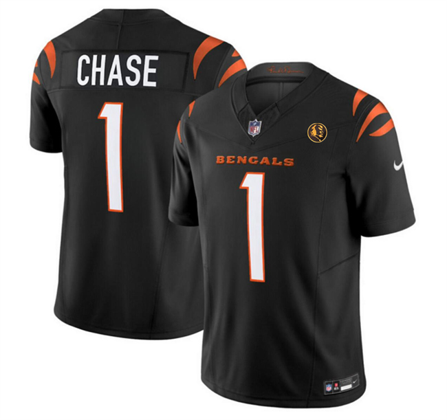 Cincinnati Bengals #1 Ja'Marr Chase Black 2023 F.U.S.E. With John Madden Patch Vapor Limited Stitched Jersey