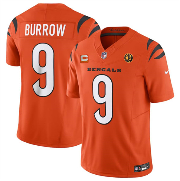 Cincinnati Bengals #9 Joe Burrow Orange 2023 F.U.S.E. With 4-Star C Patch And John Madden Patch Vapor Limited Stitched Jersey