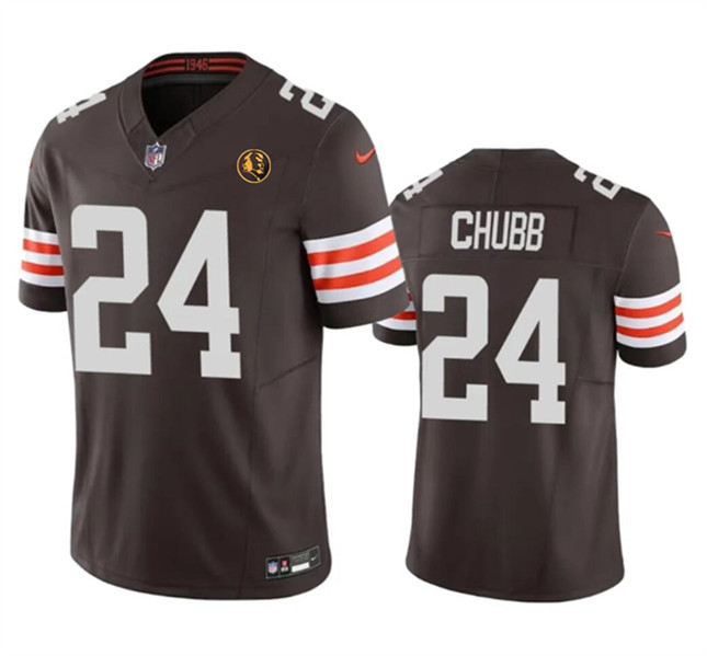 Cleveland Browns #24 Nick Chubb Brown 2023 F.U.S.E. With John Madden Patch Vapor Limited Stitched Jersey