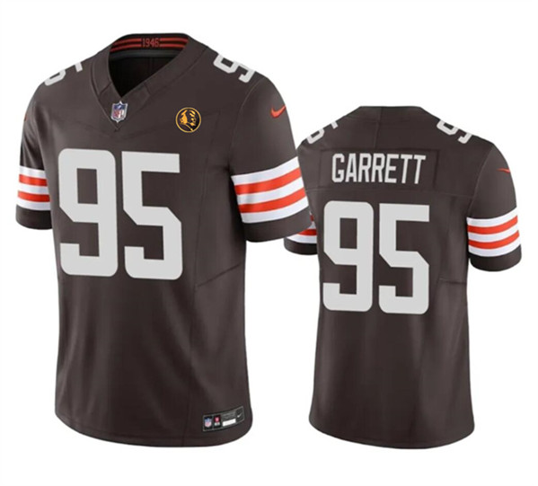 Cleveland Browns #95 Myles Garrett Brown 2023 F.U.S.E. With John Madden Patch Vapor Untouchable Limited Stitched Jersey