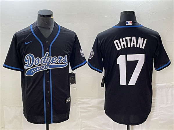 Los Angeles Dodgers #17 Shohei Ohtani Black Cool Base With Patch Stitched Jersey