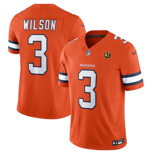 Denver Broncos #3 Russell Wilson Orange 2023 F.U.S.E. With John Madden Patch Vapor Limited Stitched Jersey
