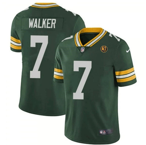 Green Bay Packers #7 Quay Walker Green With John Madden Patch Vapor Limited Throwback Stitched Jersey