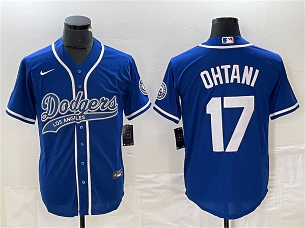 Los Angeles Dodgers #17 Shohei Ohtani Blue Cool Base With Patch Stitched Jersey