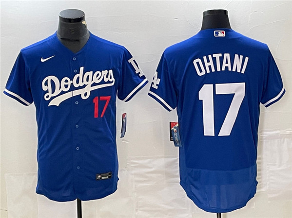 Los Angeles Dodgers #17 Shohei Ohtani Blue Flex Base Stitched Jersey
