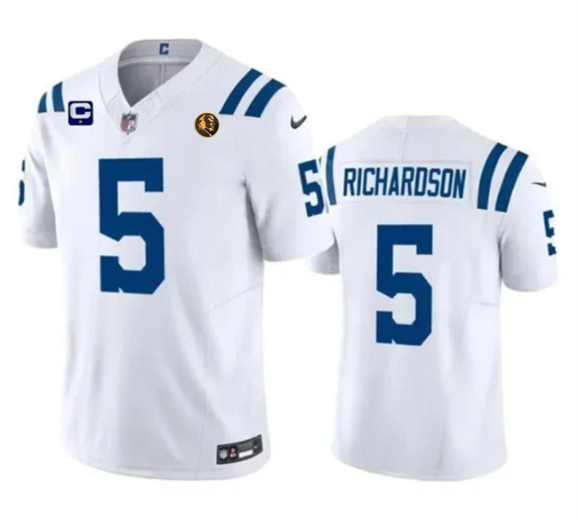 Indianapolis Colts #5 Anthony Richardson White 2023 F.U.S.E. 1-Star C Patch And With John Madden Patch Vapor Limited Stitched Jersey