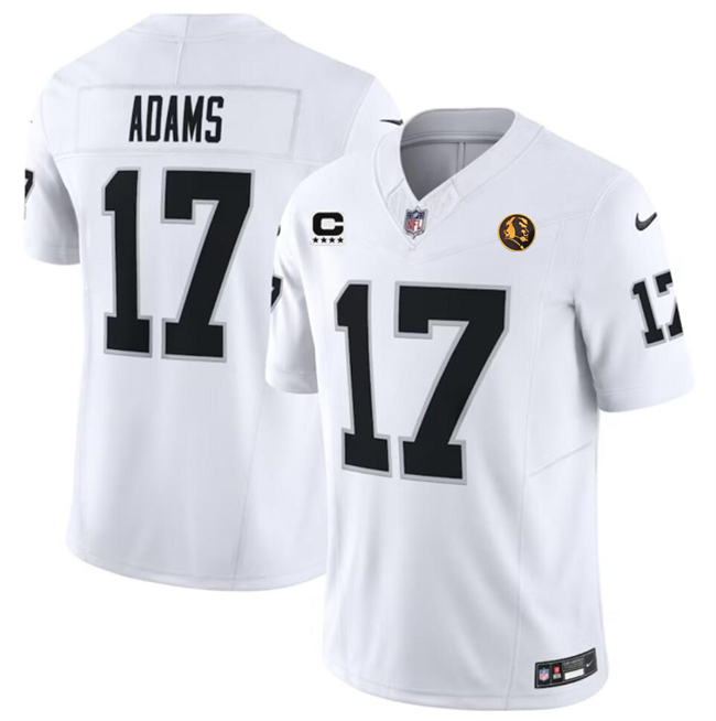 Las Vegas Raiders #17 Davante Adams White 2023 F.U.S.E. With 4-Star C Patch And John Madden Patch Vapor Limited Stitched Jersey