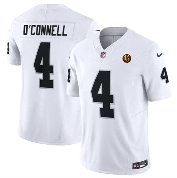 Las Vegas Raiders #4 Aidan O'Connell White 2023 F.U.S.E. With John Madden Patch Vapor Limited Stitched Jersey