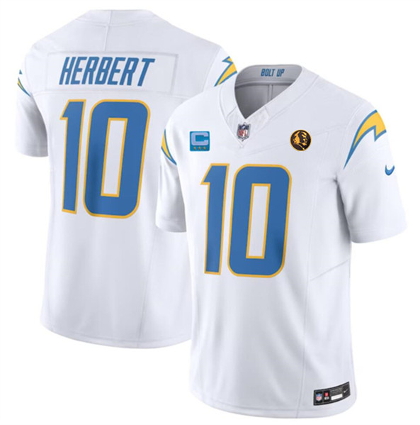 Los Angeles Chargers #10 Justin Herbert White 2023 F.U.S.E. With 3-Star C Patch And John Madden Patch Vapor Limited Stitched Jersey