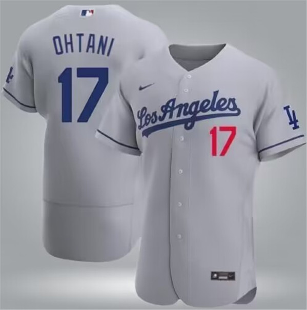 Los Angeles Dodgers #17 Shohei Ohtani Gray Flex Base Stitched Jersey