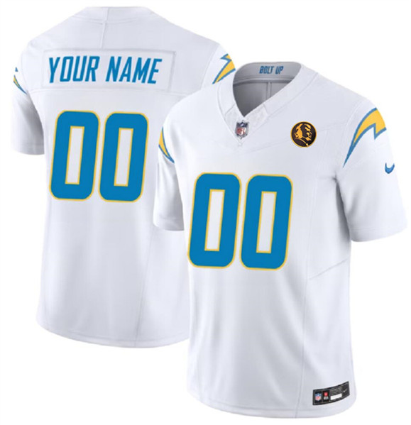 Los Angeles Chargers Custom White 2023 F.U.S.E. With John Madden Patch Vapor Limited Stitched Jersey