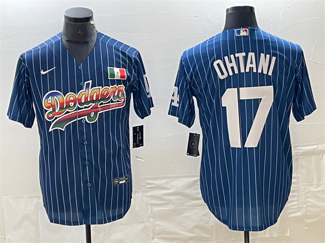 Los Angeles Dodgers #17 Shohei Ohtani Navy Cool Base With Patch Stitched Jersey
