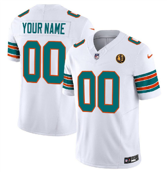 Miami Dolphins Custom White 2023 F.U.S.E. Alternate With John Madden Patch Vapor Limited Stitched Jersey