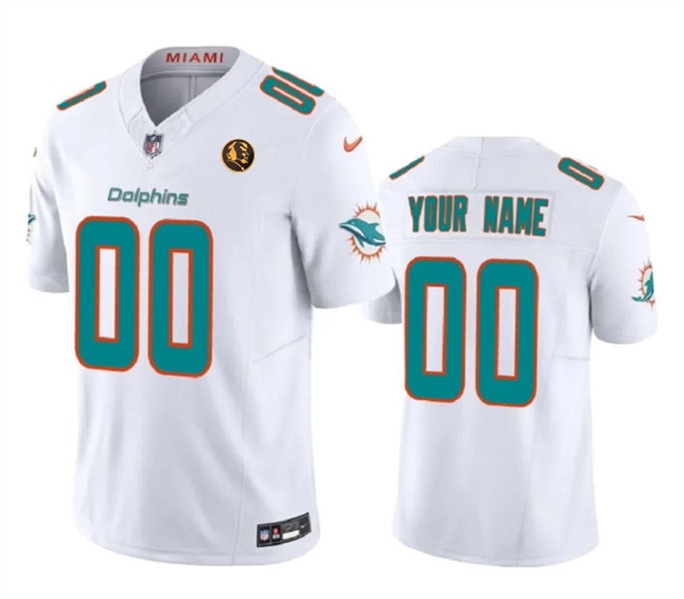 Miami Dolphins Custom White 2023 F.U.S.E. With John Madden Patch Vapor Limited Stitched Jersey