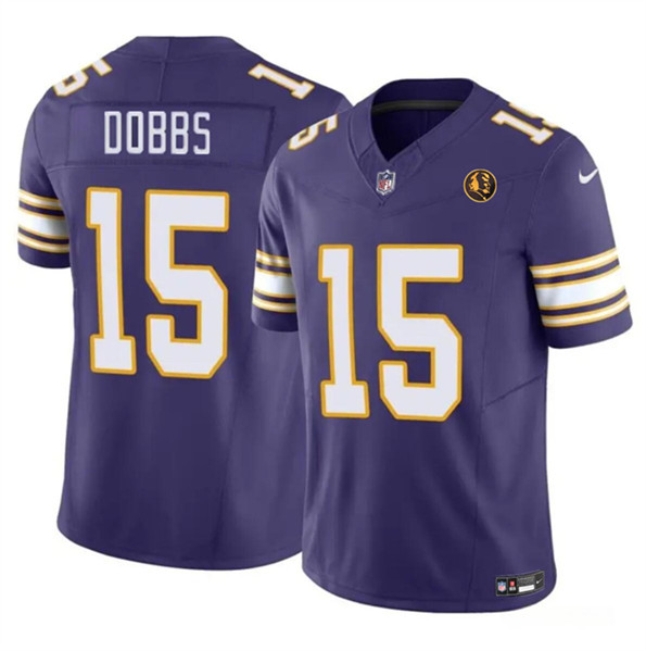 Minnesota Vikings #15 Josh Dobbs Purple 2023 F.U.S.E. Throwback With John Madden Patch Vapor Limited Stitched Jersey
