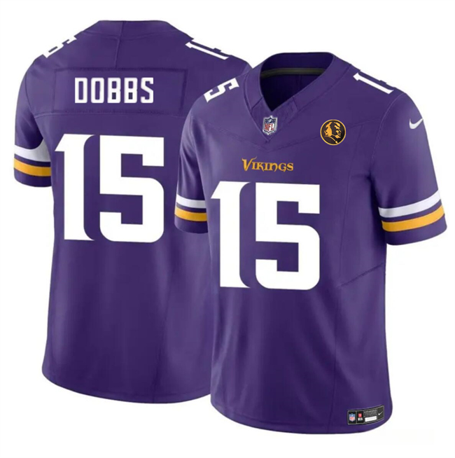Minnesota Vikings #15 Josh Dobbs Purple 2023 F.U.S.E. With John Madden Patch Color Rush Limited Stitched Jersey