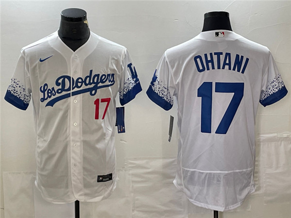 Los Angeles Dodgers #17 Shohei Ohtani White City Connect Flex Base With Patch Stitched Jersey