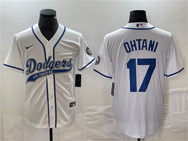 Los Angeles Dodgers #17 Shohei Ohtani White Cool Base With Patch Stitched Jersey